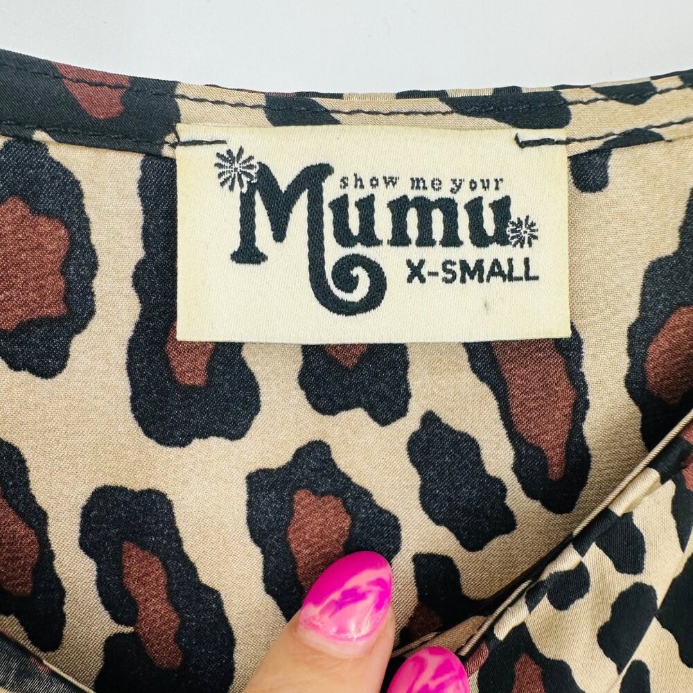 Show Me Your Mumu Julia Tank Top V-neck Silky Cheetah Print Adjustable Straps XS - Picture 4 of 5